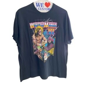 WWE Wrestlemania VI Graphic T-Shirt Men's XL Black Ultimate Warrior Macho Man